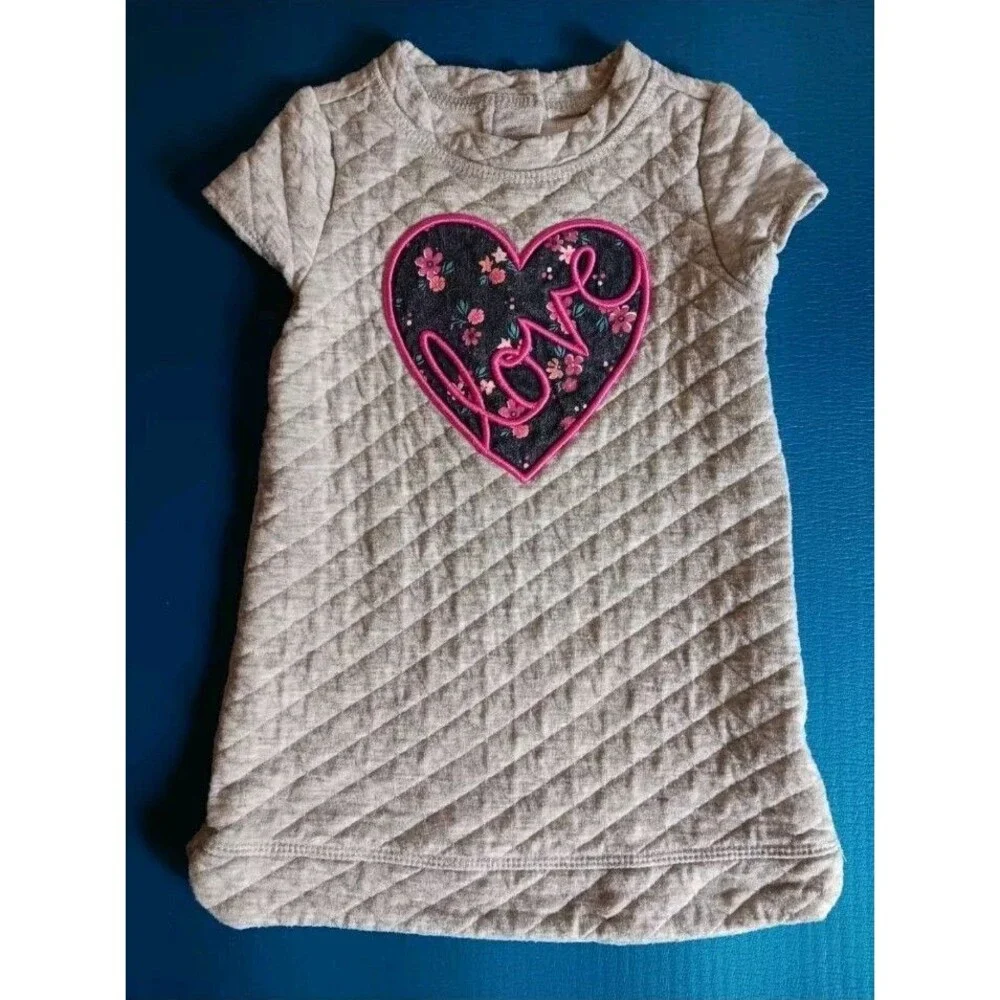 dress 12 to 18 months Girls Gymboree gray short sleeve quilt stitch summer baby